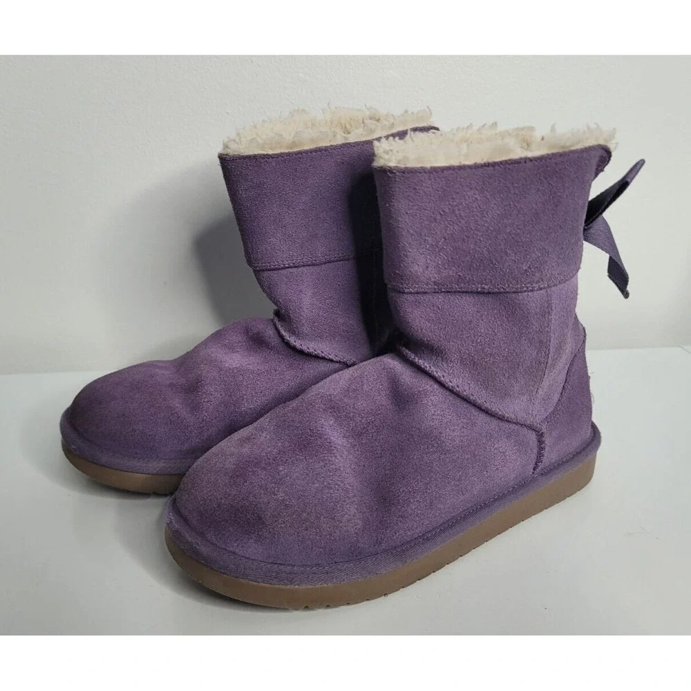 Koolaburra by UGG Kids Girls Size 3 Bow Tie Purple Andrah Short Boots #1108611